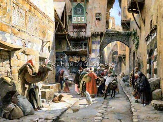 A Street Scene Damascus - 古斯塔夫·鲍恩芬德